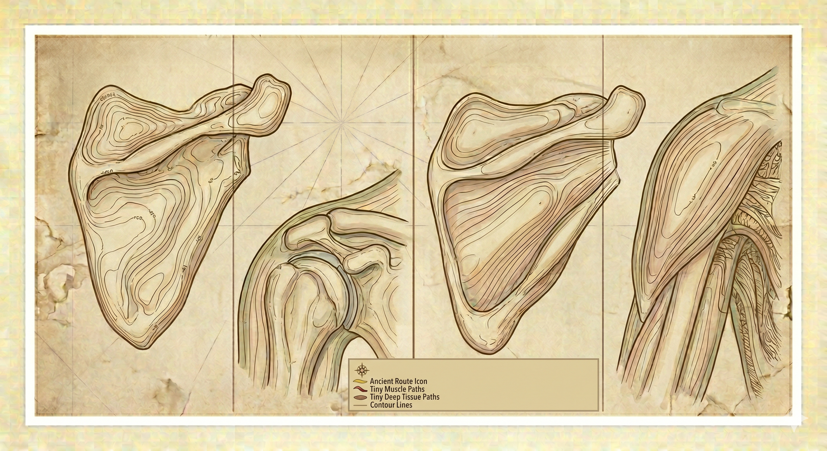 Vintage anatomical illustration of the shoulder